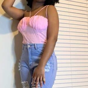 Ruched Bustier‎ Corset Spaghetti Criss Cross Tank Top Size Small